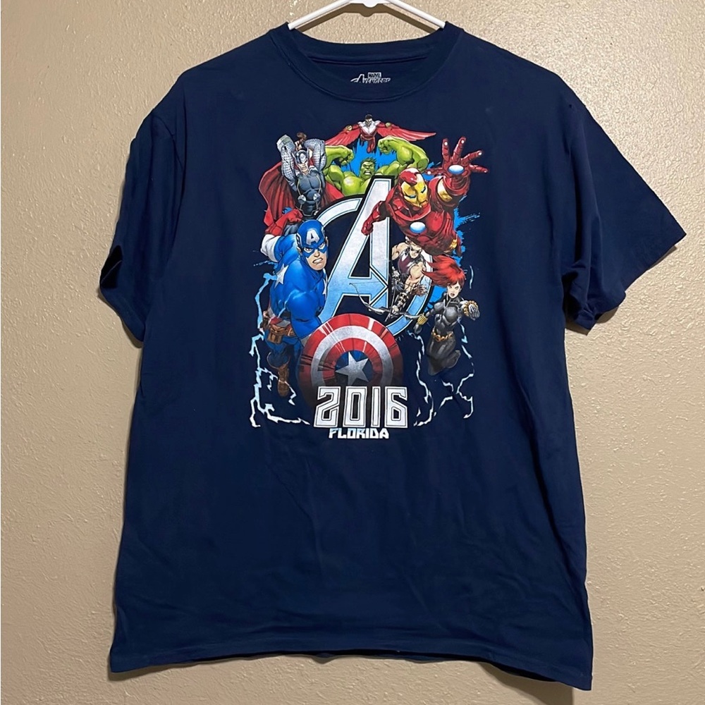 Marvel Avengers Assemble Graphic Florida 2016 Navy Blue T-Shirt Youth XL